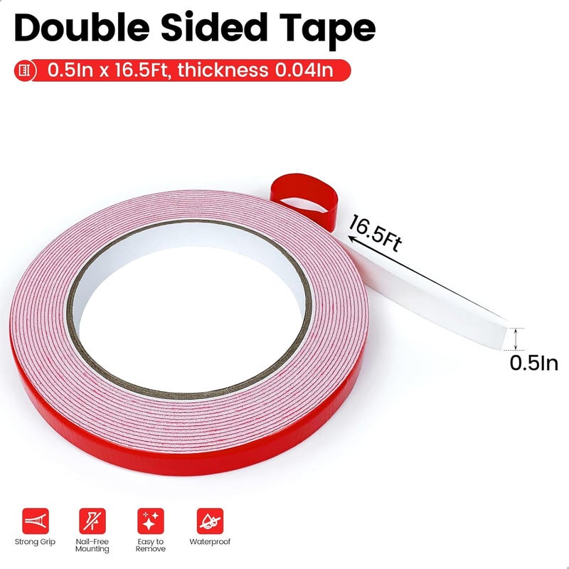 MOJOTORY Double Sided Foam Tape, Super Strong Holds Firmly, Shock Absorption, Easy Peel Red Liner, No Residue Mounting Tape for Lightweight DIY, Pictures & Home Decor (0.5 in x 16.5 Ft) - Image 2